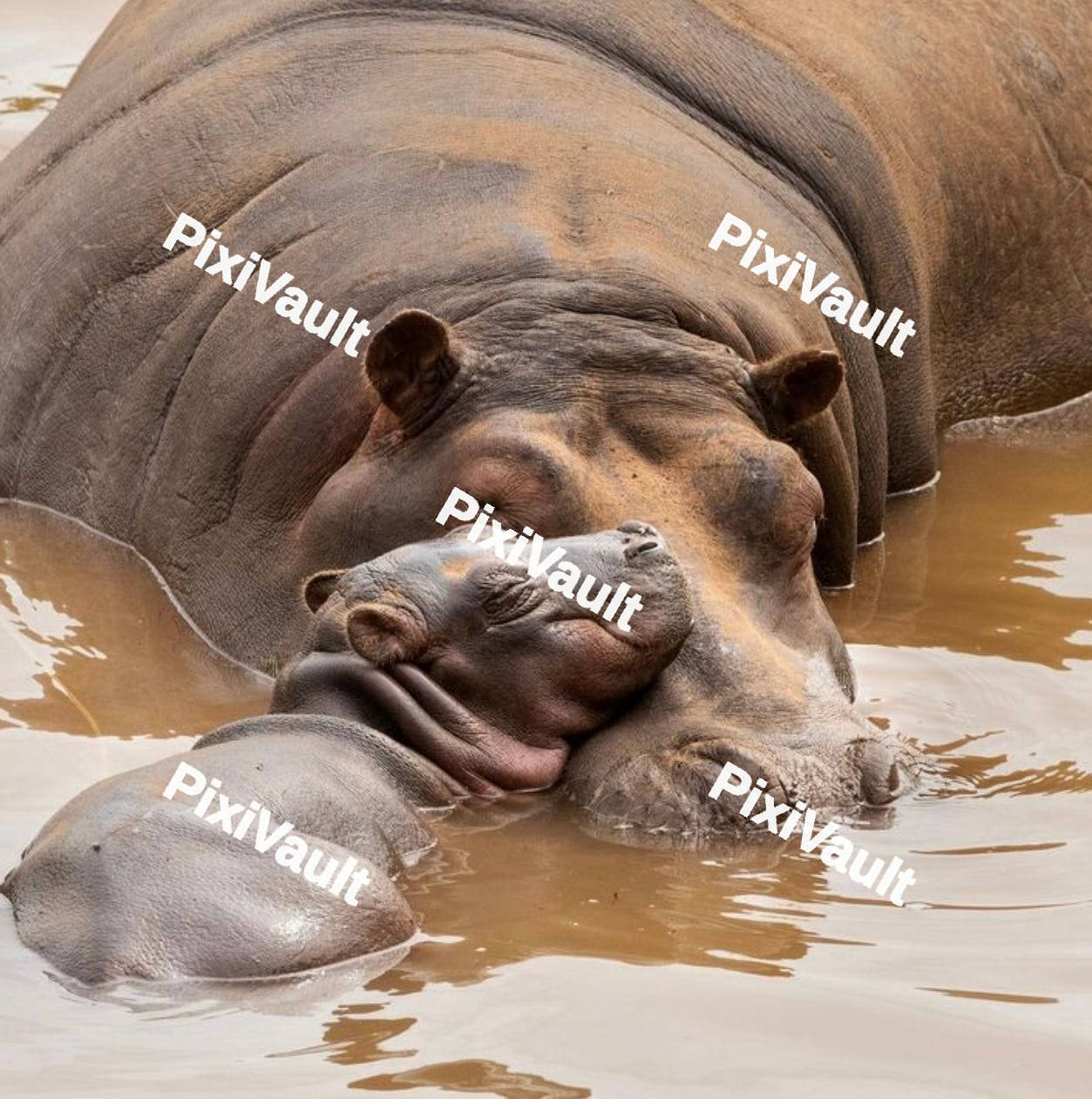 Mom and baby Hippo